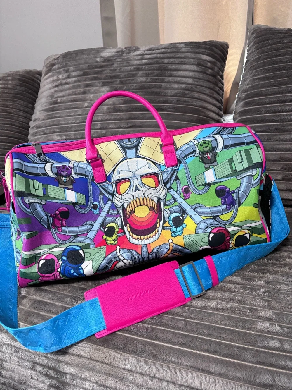 Sprayground Multicolor Tiger & Shark Graphic Duffel Bag